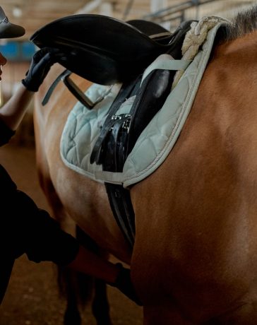 Correct position of the rider's leg in the stirrup