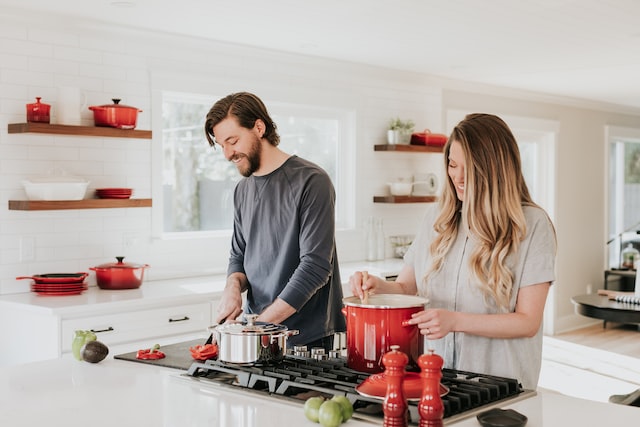 couple cooking in the kitchen