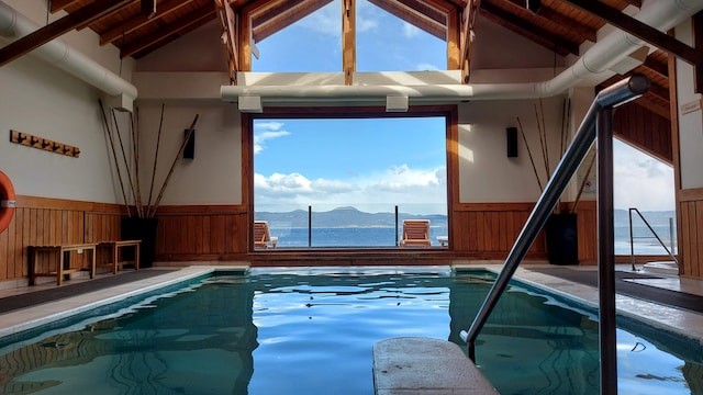 view on mountains from the building with the pool