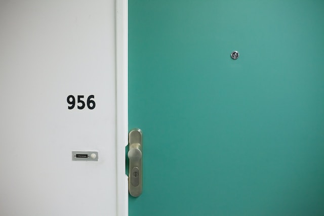 green wooden door