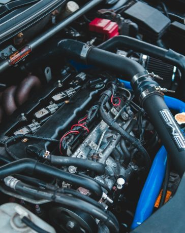 black-and-blue-car-engine-bay